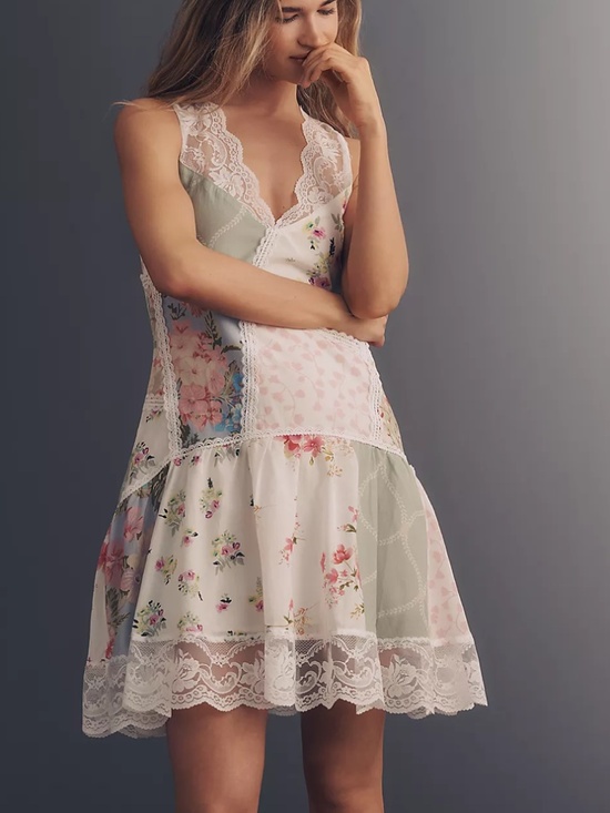 Maeve Dresses & Skirts - Maeve Drop-Waist Lace-Trim Mini Dress